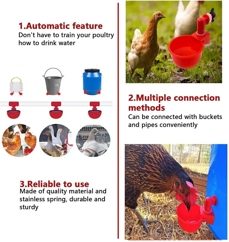 Automatic Chicken Chicks Duck Goose Turkey Quail Water Cup Waterer Bowl Kit Farm Coop Poultry Waterer Drinking Water Feeder
