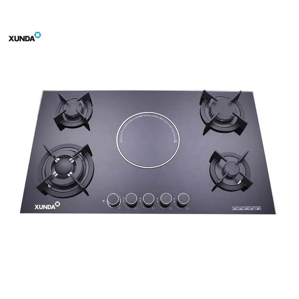 Xunda 90CM Cooking Appliances Glass Top Built In 5 Burners Stove 4 Gas 1 Single Electric Infrared Induction Ceramic Cooker Hob