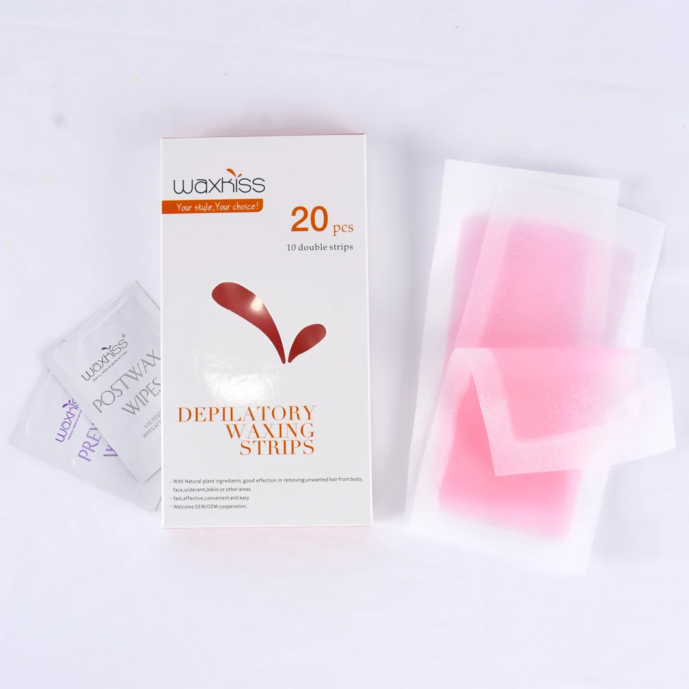 Portable depilatory waxing paper 20pcs double-sided non-woven fabric disposable hair removal wax