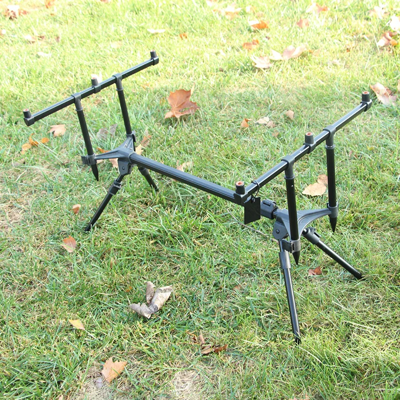 Selco Al Tube Black 2-section Structure 3 Head Carp Fishing Rod Pod for Fishing Rods Bank Sticks Rod Holder