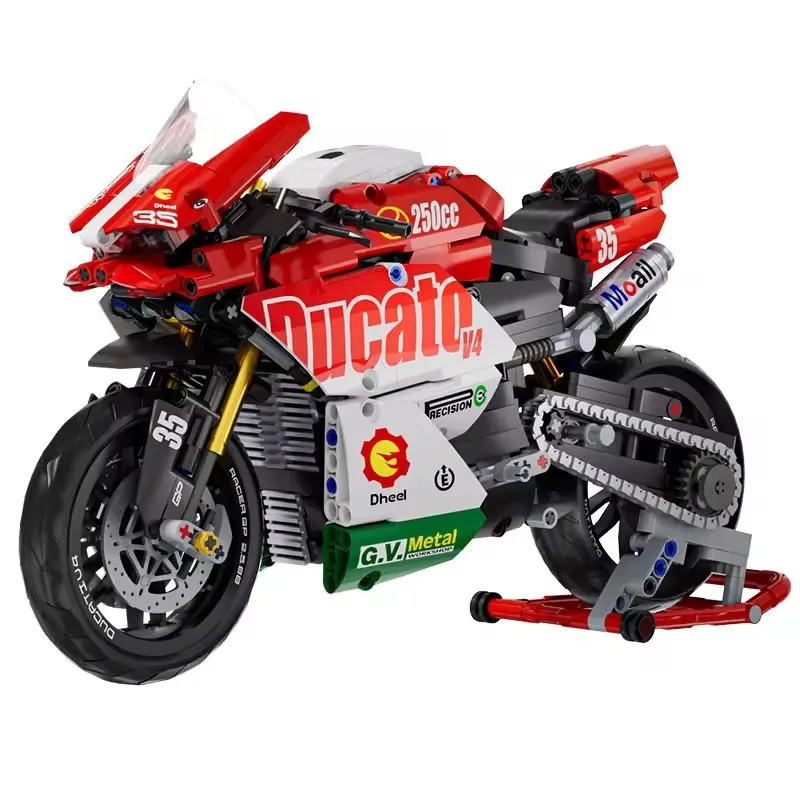 88800 DIY Racing Car Kit Simulation Ducati V4S Motorcycle Autocycle Model Building Blocks Bricks Toys Best Collection