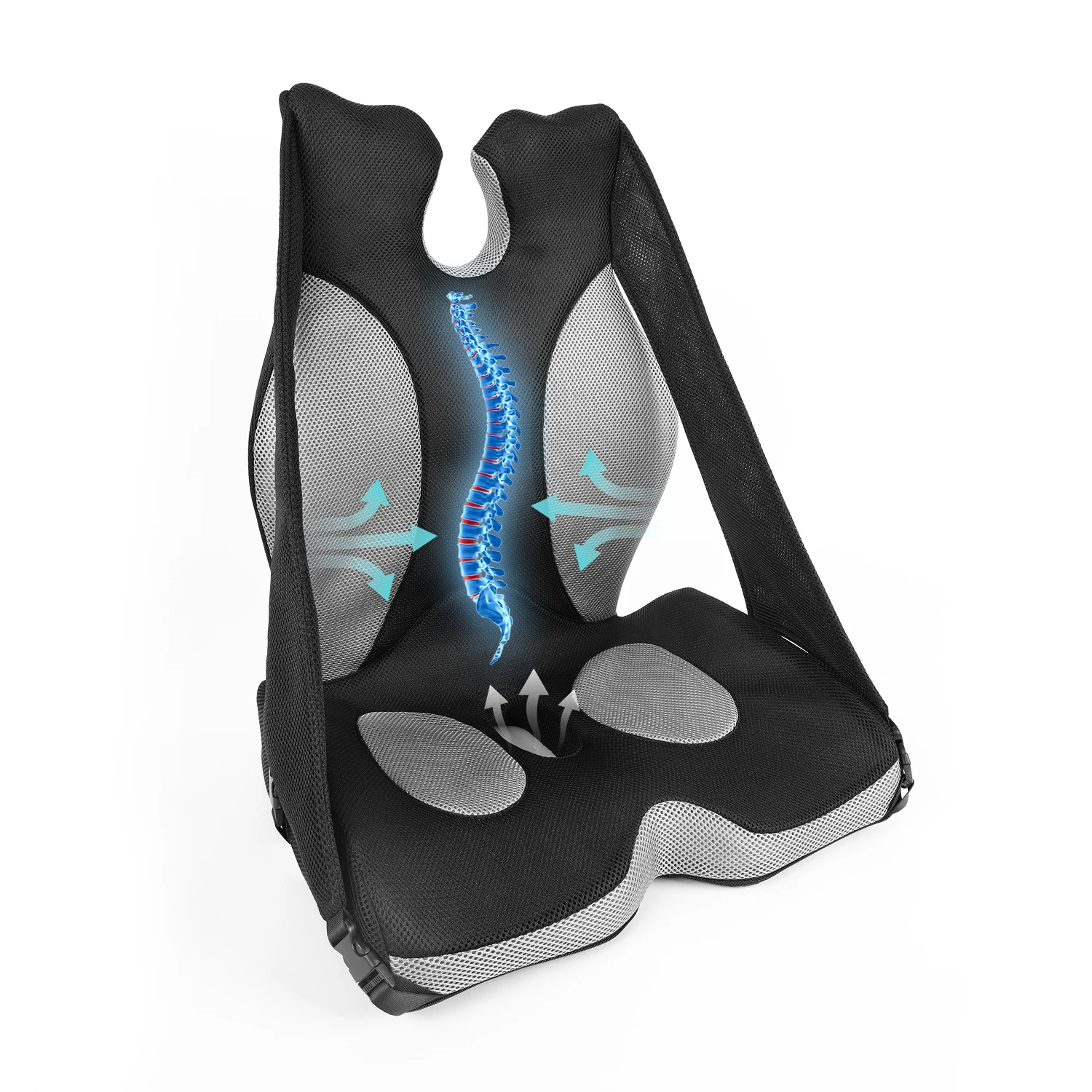 Seat Cushion Lumbar Support Pillow Set Memory Foam Coccyx Orthopedic Ergonomic Pads for Office Chair Relieves Back Pain Sciatica