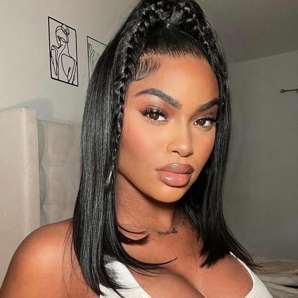 Pre-Styled Ponytail Glueless Human Hair Wig Custom Straight 5x5 Undetectable Lace Wig What You See Is What You Get