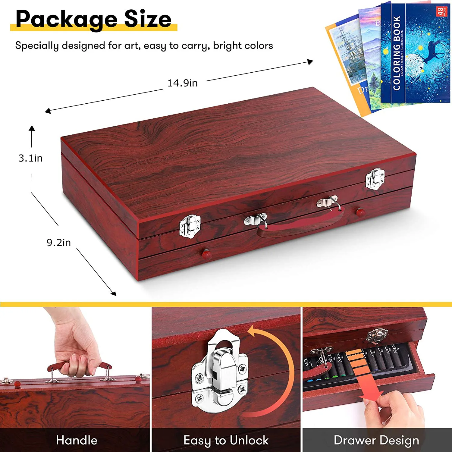 150pcs deluxe wooden box painting art set, creative Gift Box for Adults Artist Beginners Kids