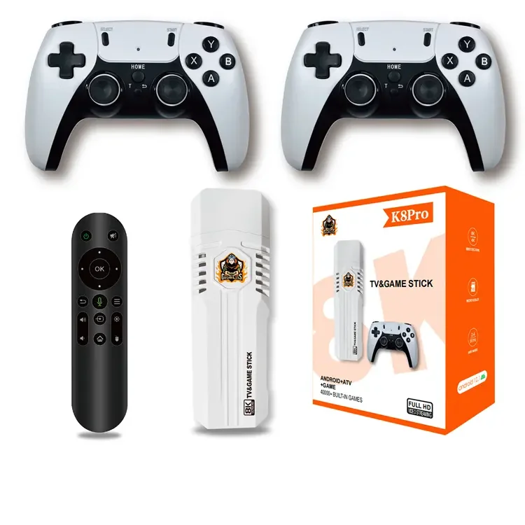 Игровая приставка K8Pro 4K HD, с двойным беспроводным контроллером, Android tv, Игровая приставка 2 + 16 ГБ, 40000 игр, 64 ГБ, игровые приставки в стиле ретро