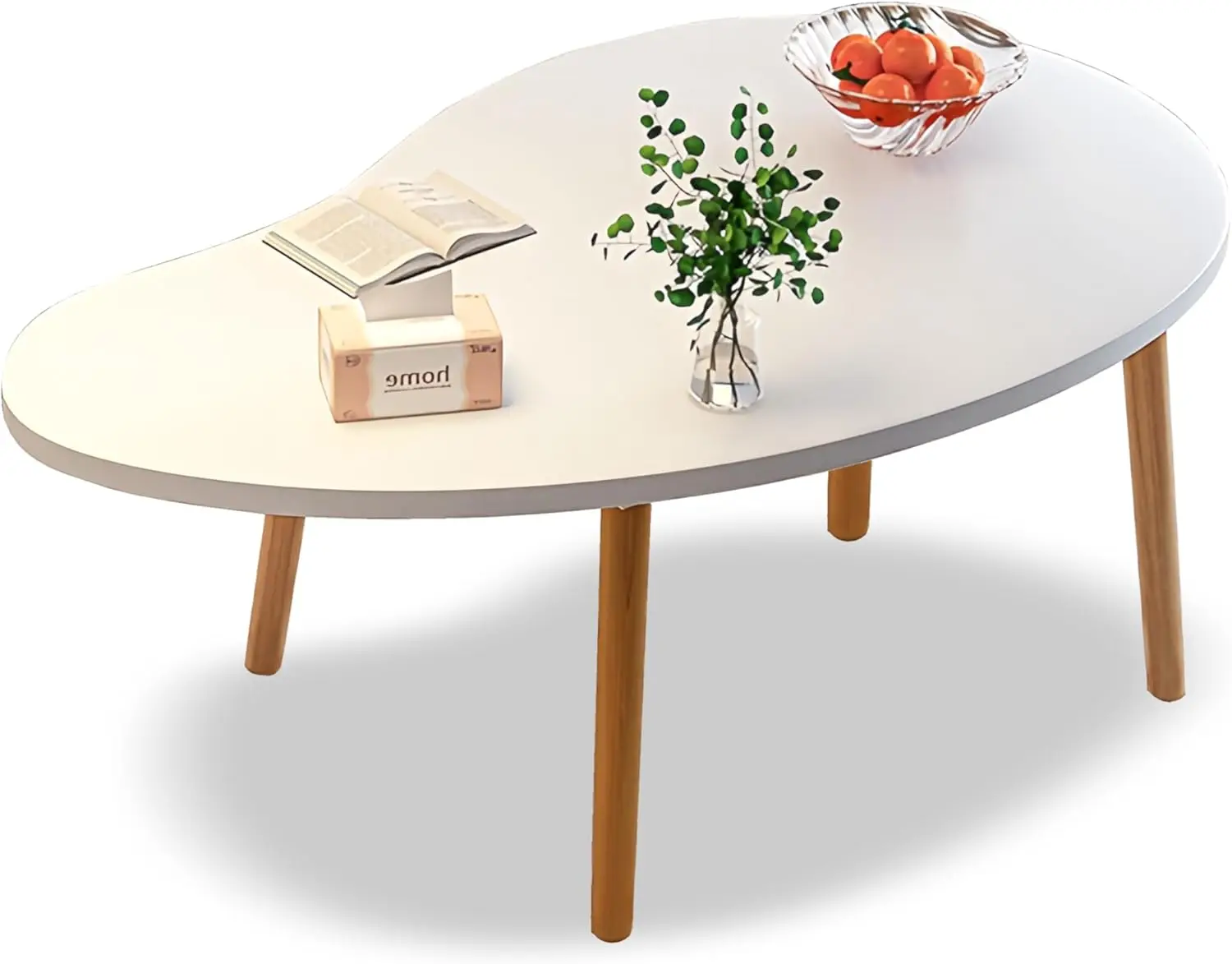 Modern White Sturdy Floor Desk Wood Mango Coffee Table for Living Room Stylish Home Furniture