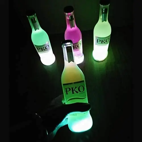 Classic Led Sticker Coaster, 3M Waterproof Led Beer Bottle Light, Bar Decoration Colorful Led Sticker Coaster