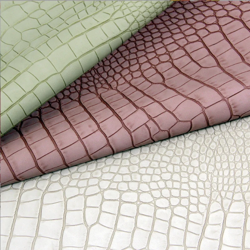 Matt color crocodile leather frosted feel crocodile emboss PU leather for bags and shoes