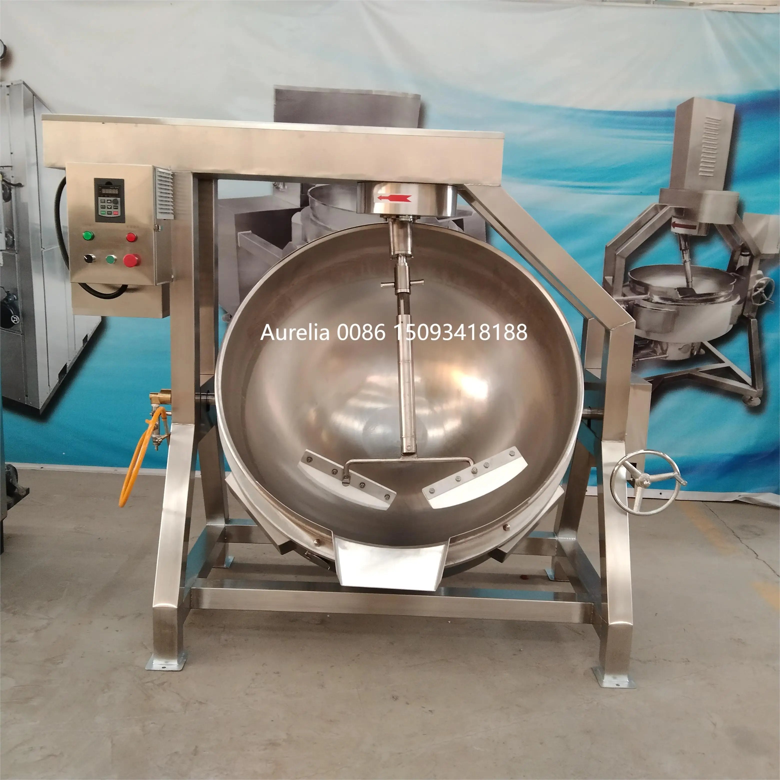 Fully automatic stir fry sugar pot ready to eat food planetary stirring frying pan commercial stir fry machine