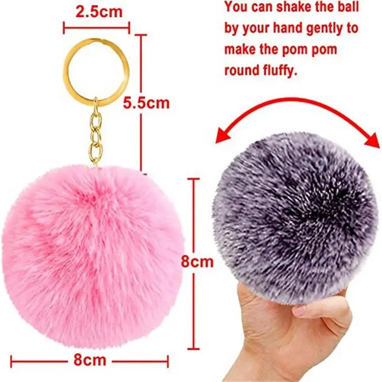 2022 Hot  8cm  Charm Self Defense Key Chain Accessories Puff Ball Keychains Pompom keychain