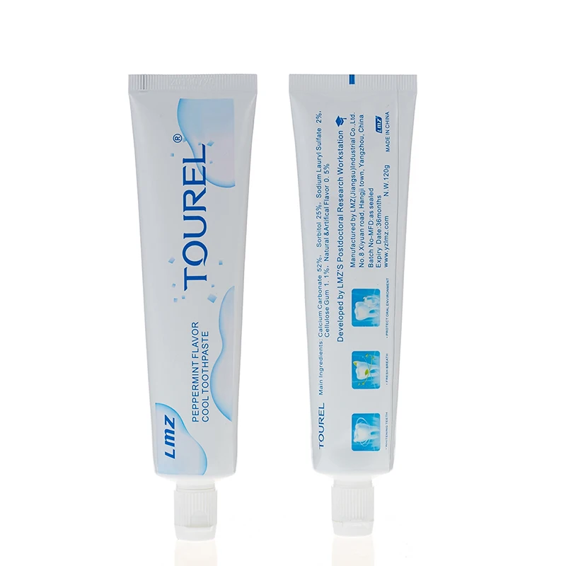 Wholesale OEM Cheap 90g / 120g Fresh Breath Teeth Whitening Fluoride Free Peppermint Toothpaste Manufacturer