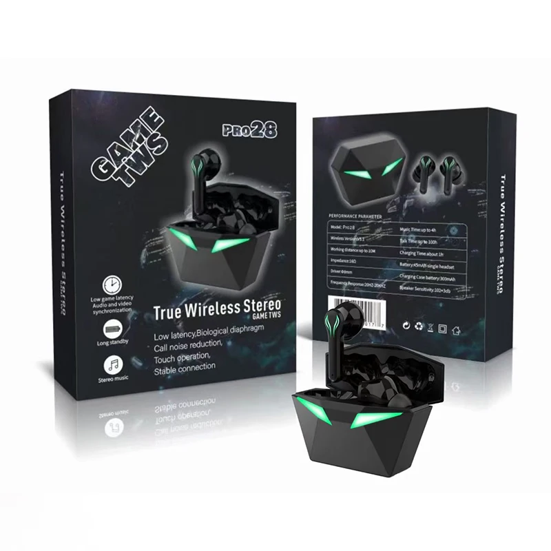 Verified Supplier  wireless waterproof ipx5 gaming earphone led light charging bin tws earbuds for mobile phone
