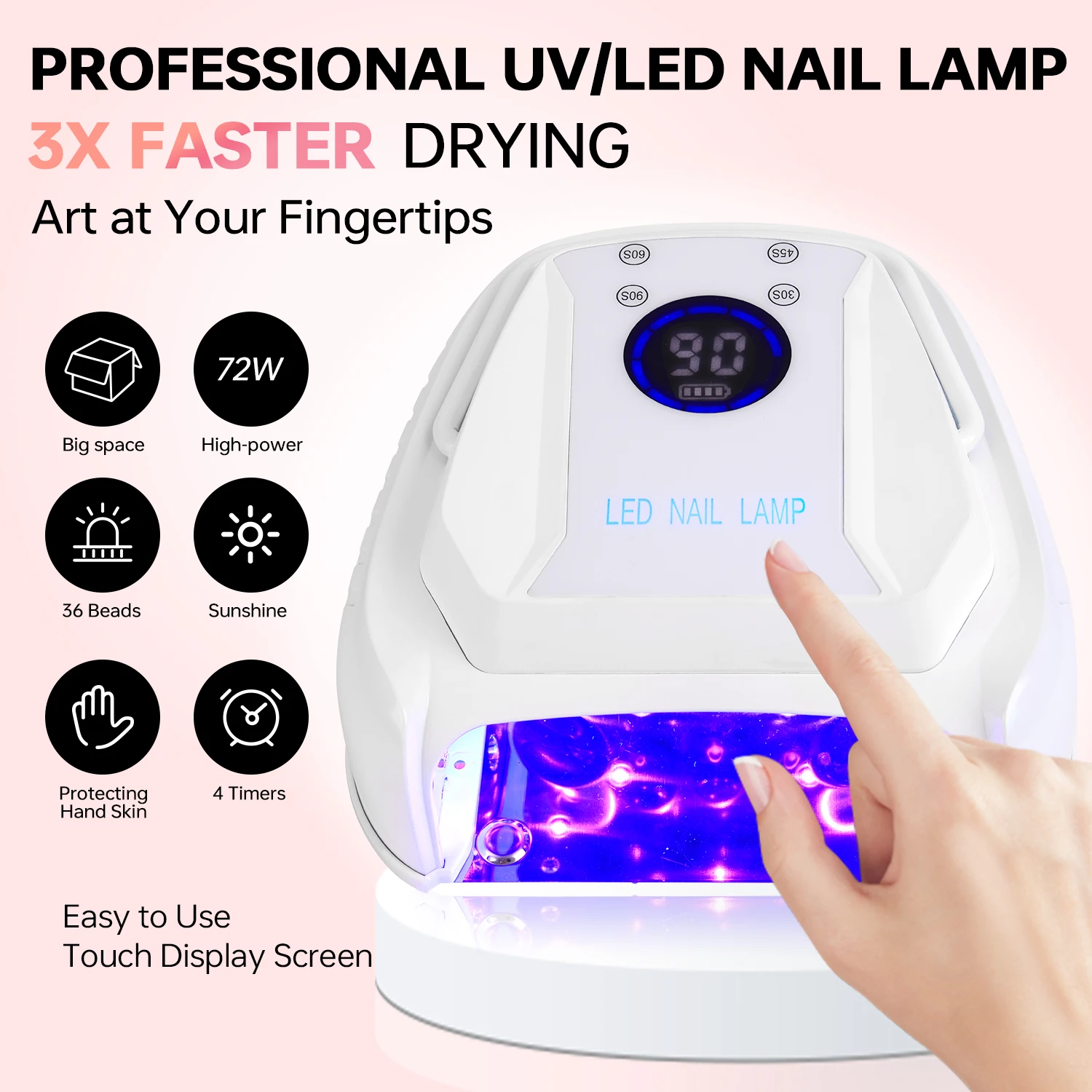 IPHF 2024 2 in 1 UV LED Nail Lamp Professional Fast Curing Gel Nail Light for  Home Nail Salon Manicure