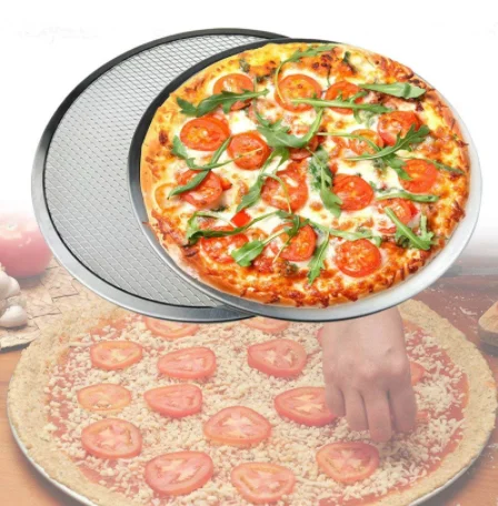 Round Aluminum Thicken 6-14 Inch Pizza Mesh, Non-stick Metal Net  Baking Tray Seamless Pizza Bakeware Kitchen Tools