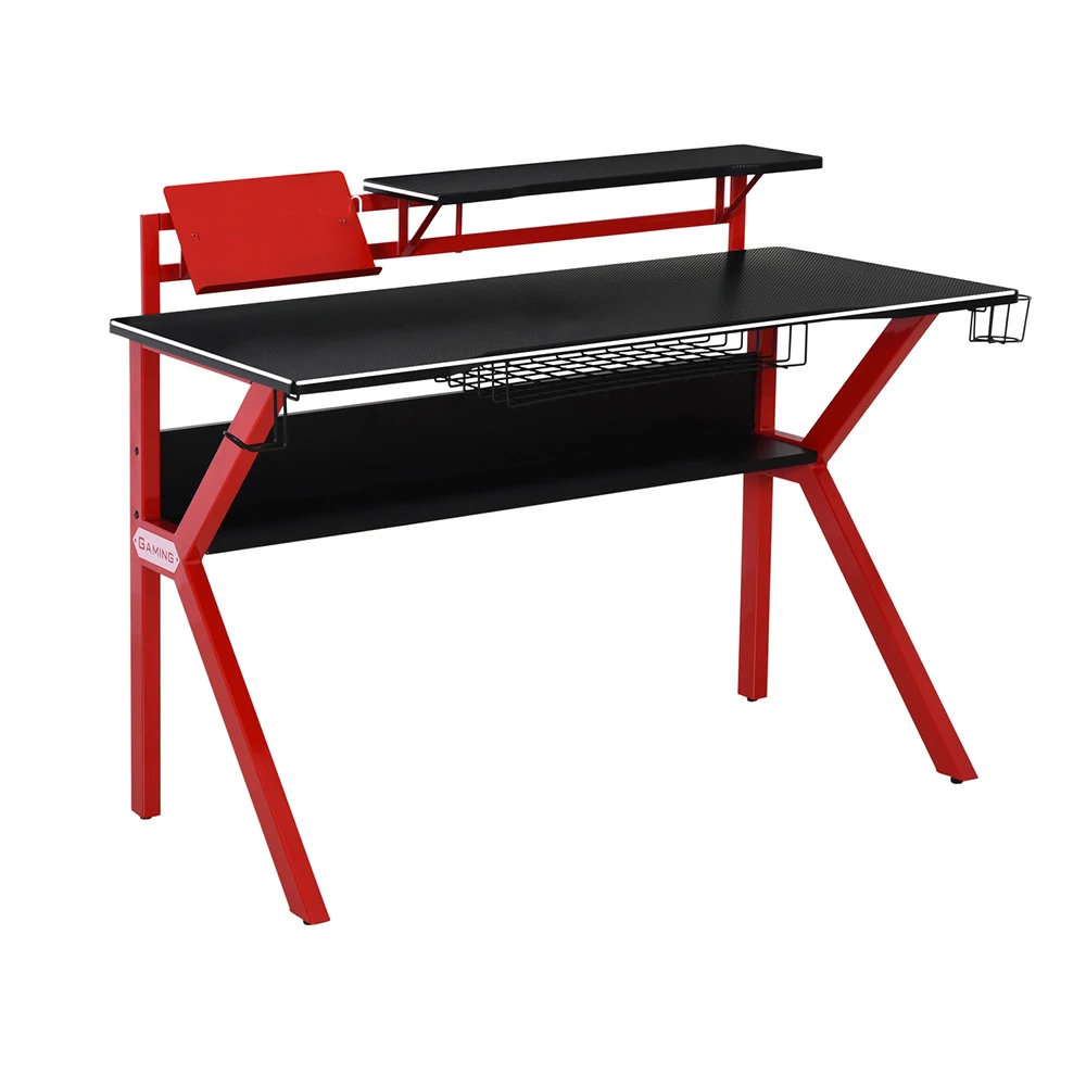 Дизайнерский игровой стол с ножками K, 70 дюймов, черный, красный столик для ПК, со слотом для ipad и клавиатурой, компьютерные игровые столы для ноутбука и игровой комнаты