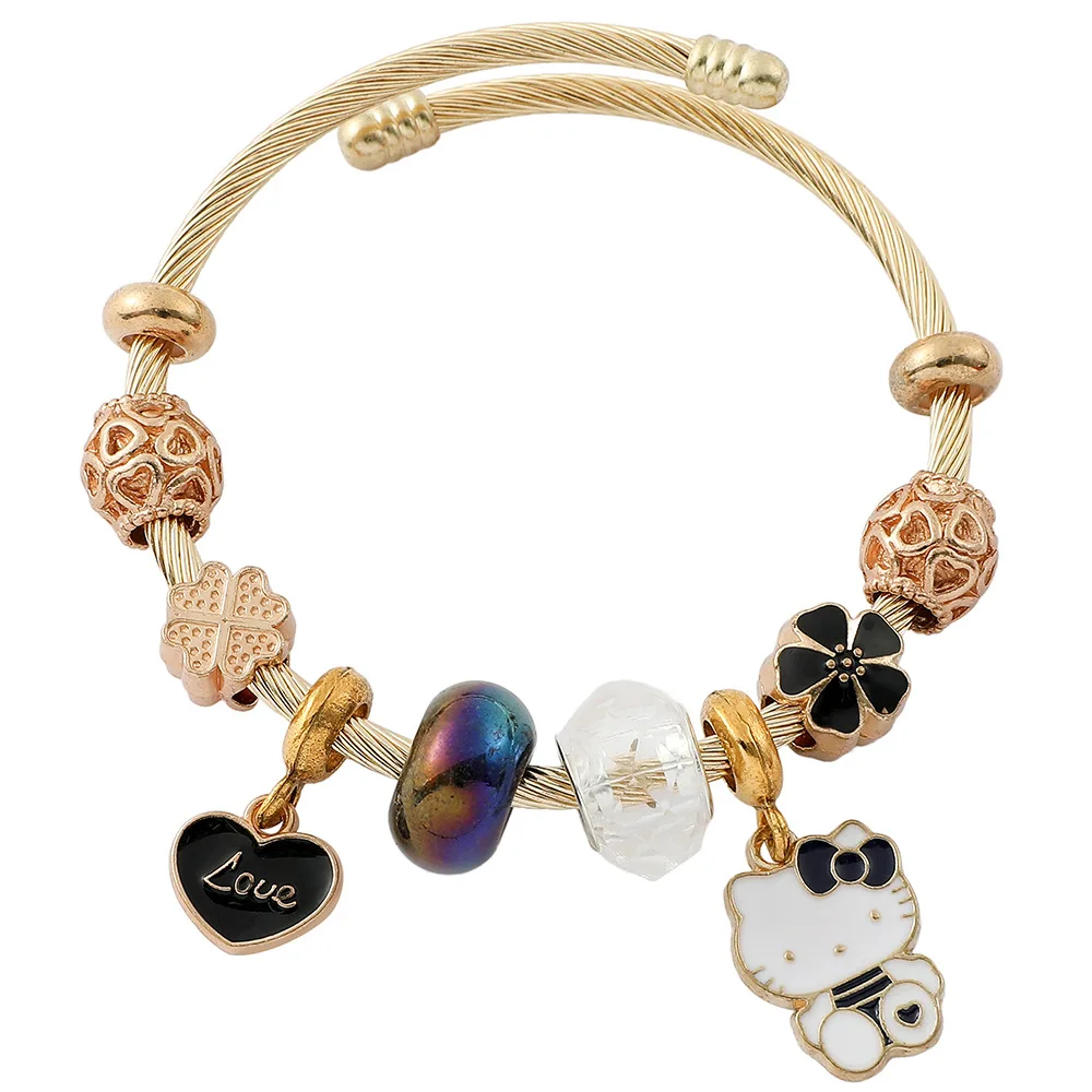 SL502-509 KT Cat European American Bracelet Evropsky americky naramek s priveskem Cute Bow pro studenty Modni darek