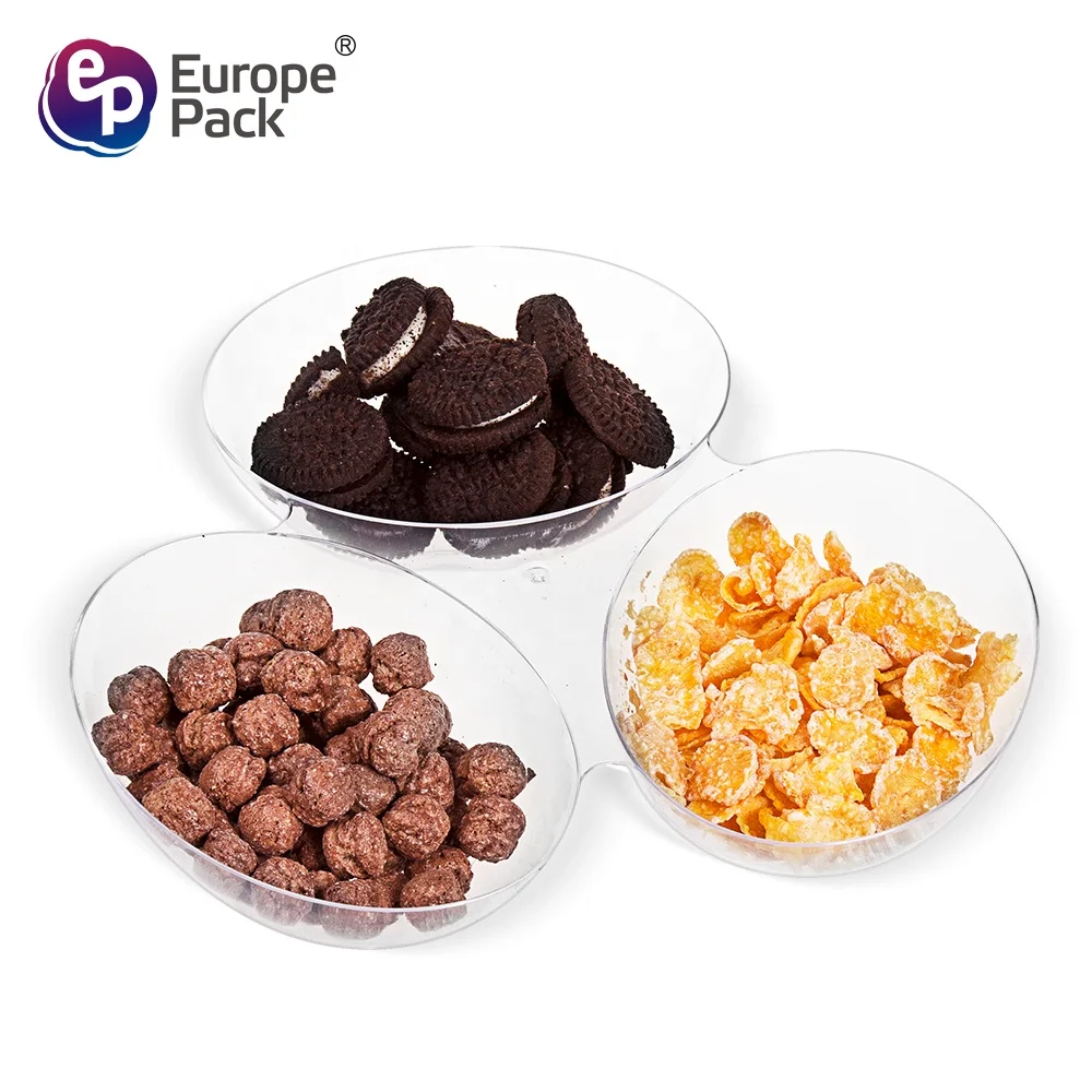 Europe-Pack new arrival food grade 290ml oval shape snack serving dish 3 parts