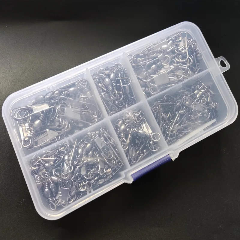 200pcs/box Fishing Swivel Crane Swivels Connector Rings Solid Alloy Snapping B-Type for Fishing Lure Accessories in store