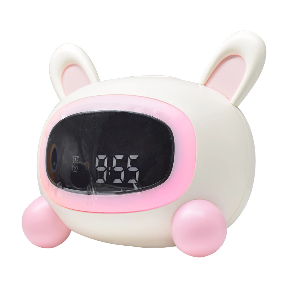 Cute digital Toddlers Night Light with  Sound Machineadio Sleep Training Silicone Type-c Charge kids alarm clock