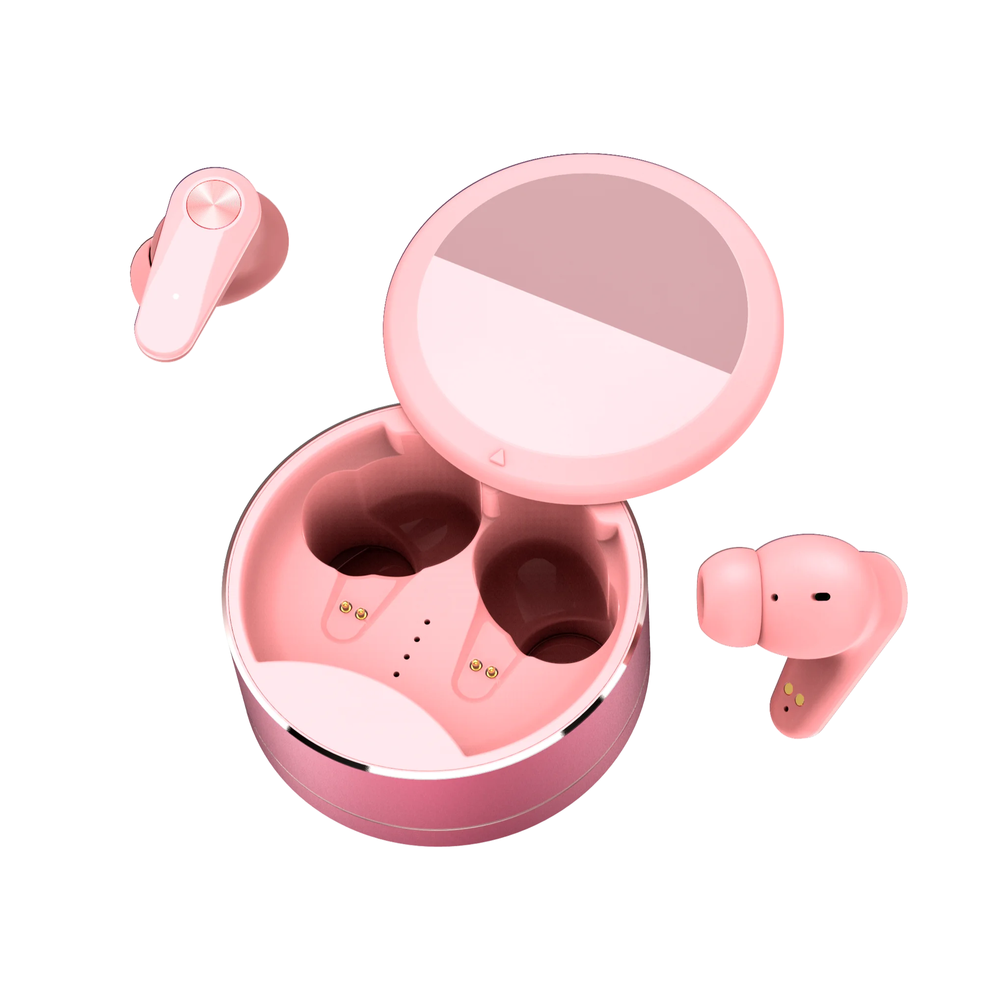 Oem ANC ENC Noise Canceling Earphone Metal Round Transparent Charging Case Headset TWS Bluetooth Wireless Earphone