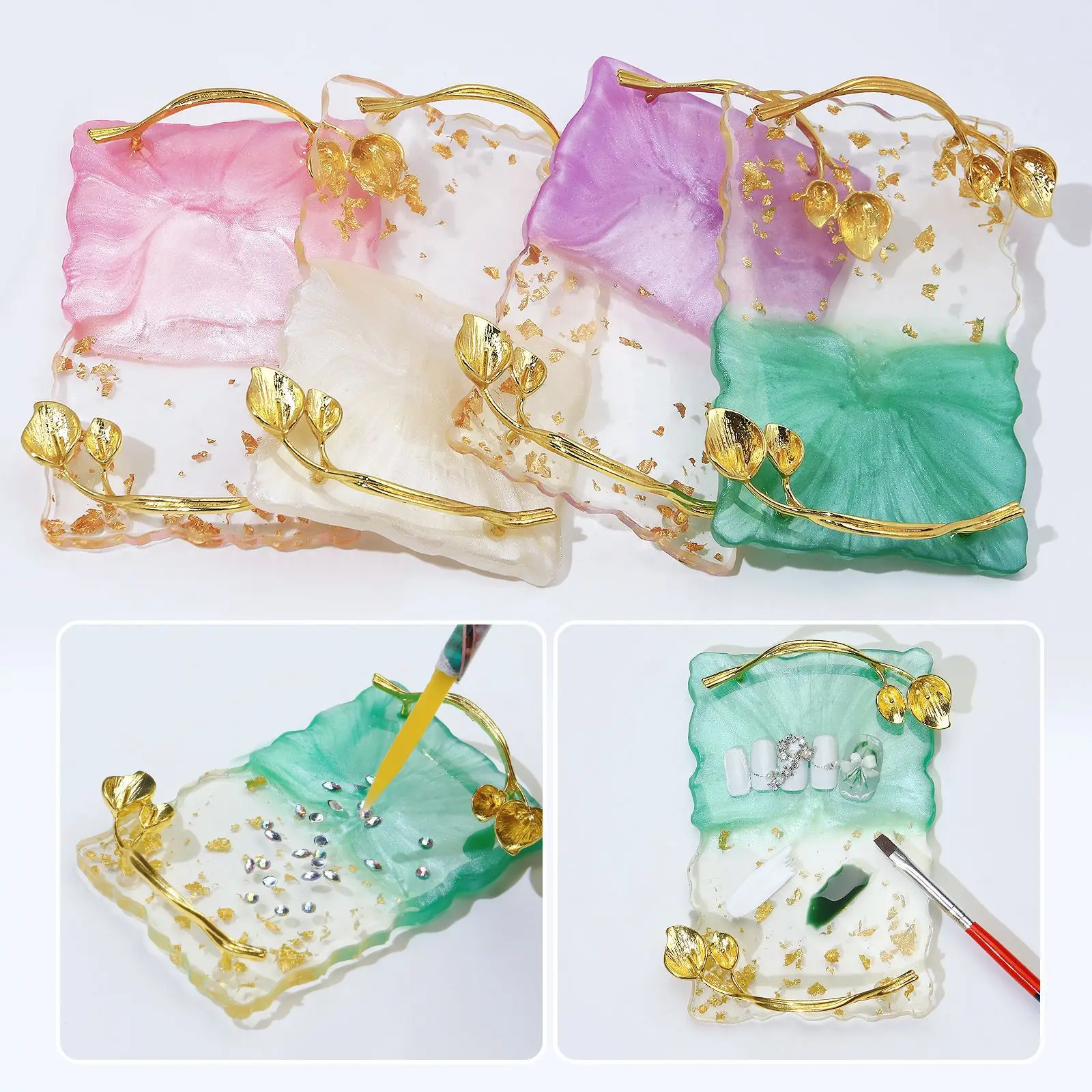 Hot Nail Art Tools Rounded Nail Polish Gel Color Mixing Tray Washable High Quality Resin Mixing Palette For Nail Art