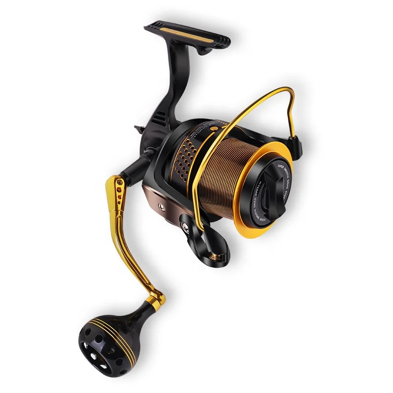 Guangwei  Brand Black Spider  SR Diagonal Spool Big Spool 8000 10000 12000 Metal Spinning Fishing Reel