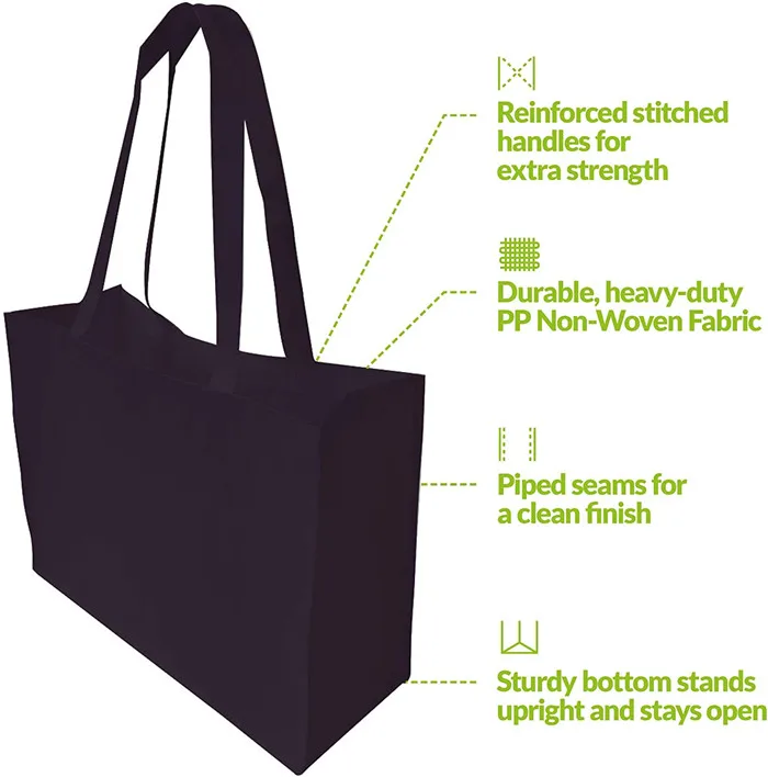 Non-woven Reusable Tote Bags Heavy Duty Polypropylene Gift Tote Book Non Woven Bag