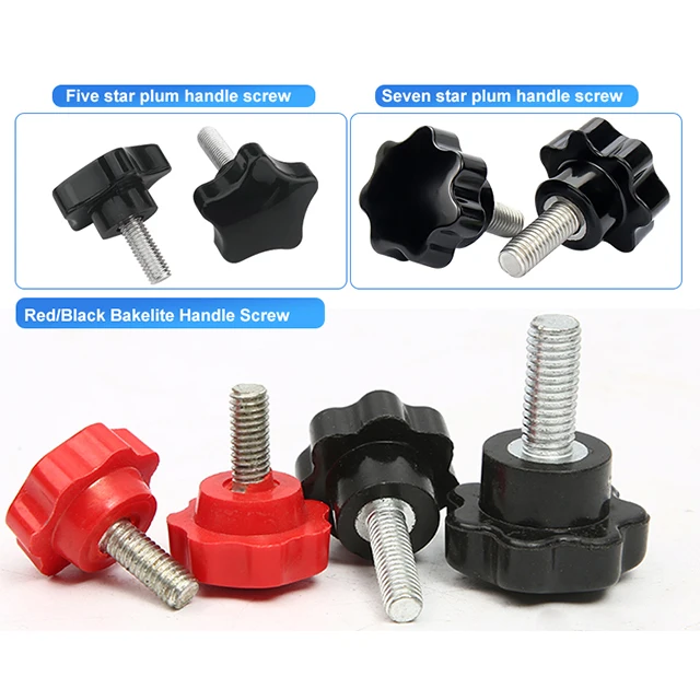 1/4-20 M5 M3 M6 M8 Plum Handle Screw Wing Knob Screws Adjustable Plastic Star Head Knurled Thumb Screw