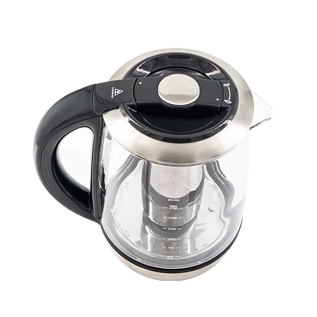 High-end 1.7l Multifunction Temperature Adjustable smart glass electric kettle for Hotel and family