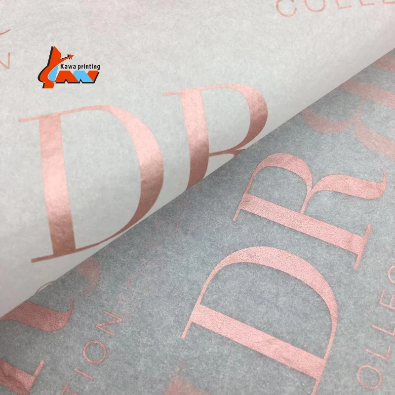 Rose gold custom logo printed design paper silk branded tissue gift wrapping paper for packaging