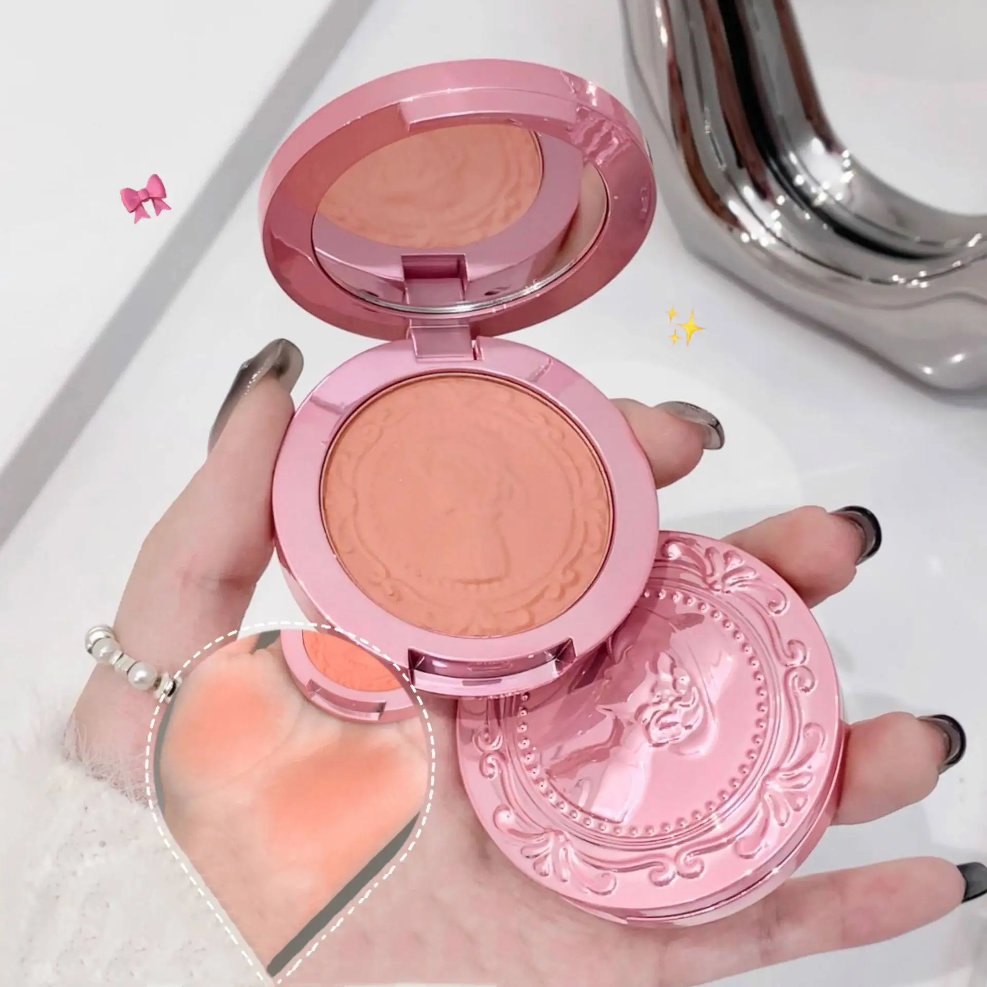 Custom logo Professional three-dimensional relief Fog Color Blush Matte Monochrome Palette Shimmer Brightening Blush palette