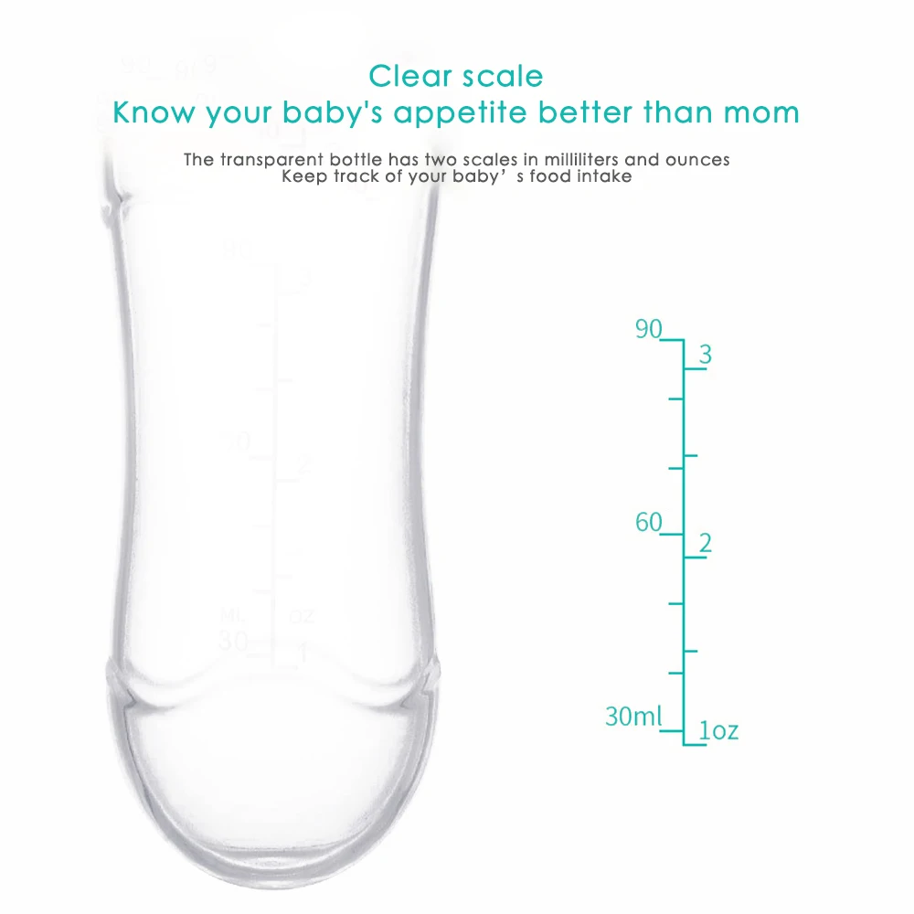 
Eco friendly Silicone Baby Squeeze Feeding Bottle with Spoon 