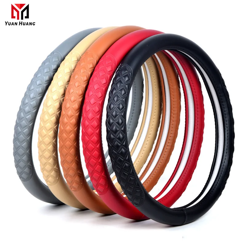 Luxury High Quality Car Steering Wheel Cover Universal Fiber Leather Steering Wheel Cover