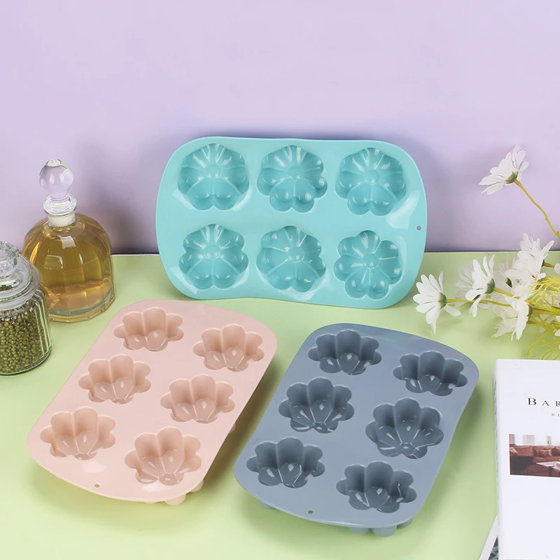 6 Cavity Flower Silicone Mold for Cake Chocolate Candy Cupcakes Pudding Muffins Ice Cube Soap