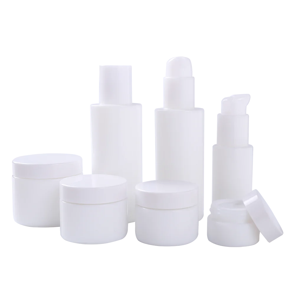 40ml 120ml 140ml white porcelain serum pump bottle 15g 30g 50g 100g white glass cream jar