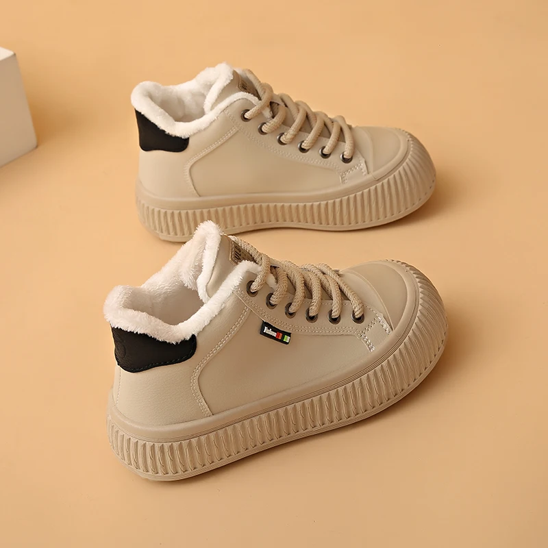 Wholesale Furry Walking Casual Wear-resistant Sneakers comfortable Cotton-padded Shoes Outdoor Thick-soled Snow Boots Women