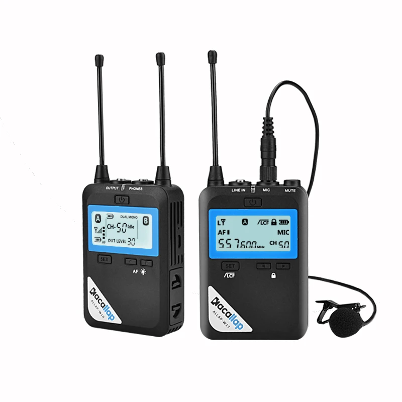 
Wireless Lavalier Microphone System KACALLAP ALLAP-W1 Kit 100 Channels High Omnidirectional UHF Professional Mic Kit(1Rx+1Tx) 