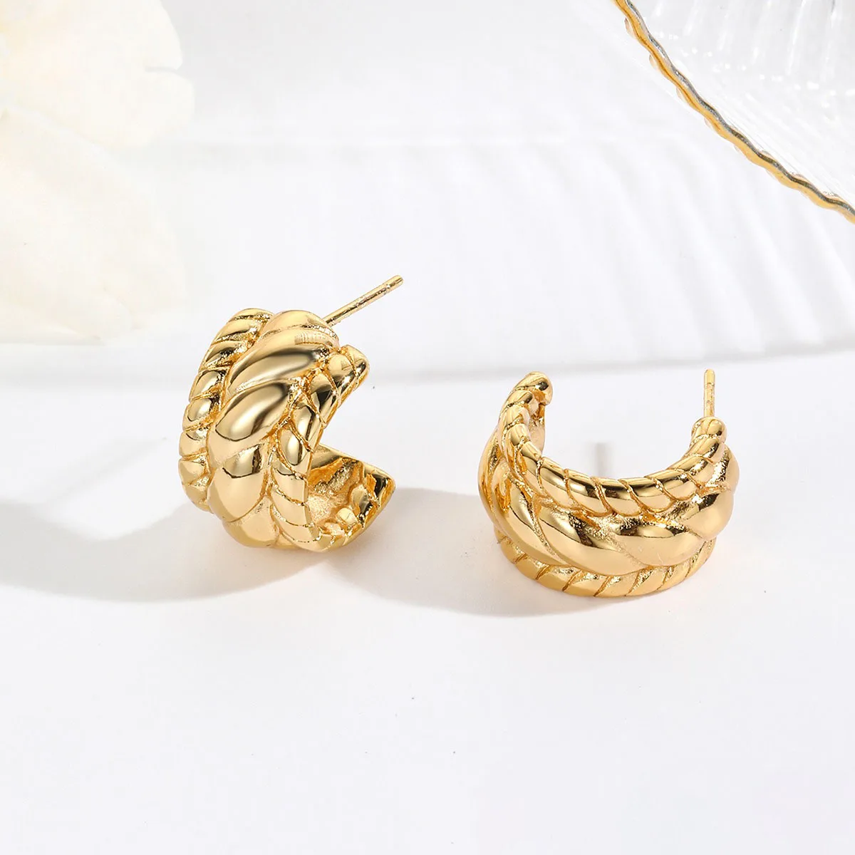 Minos 18k Gold Plated Stainless Steel Chunky Earrings Hypoallergenic Small Pearl Jewelry Unisex Small Chunky Engagement Children