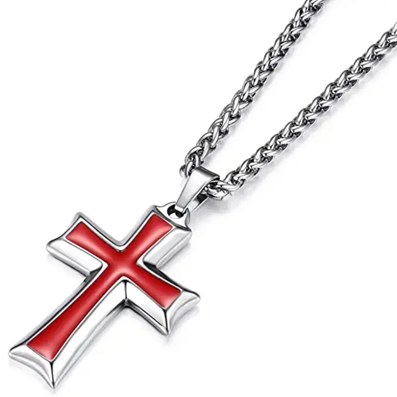 2023 Fashion Stainless Steel Enamel Pendant Christian Jesus Cross Pendant Necklace