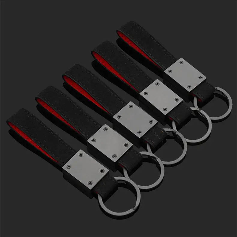 keychain Alpha Romeo Fiat Abbas Tricolor Embroidery Suede Car Logo Key Ring Pendant High-Grade Customized Logo