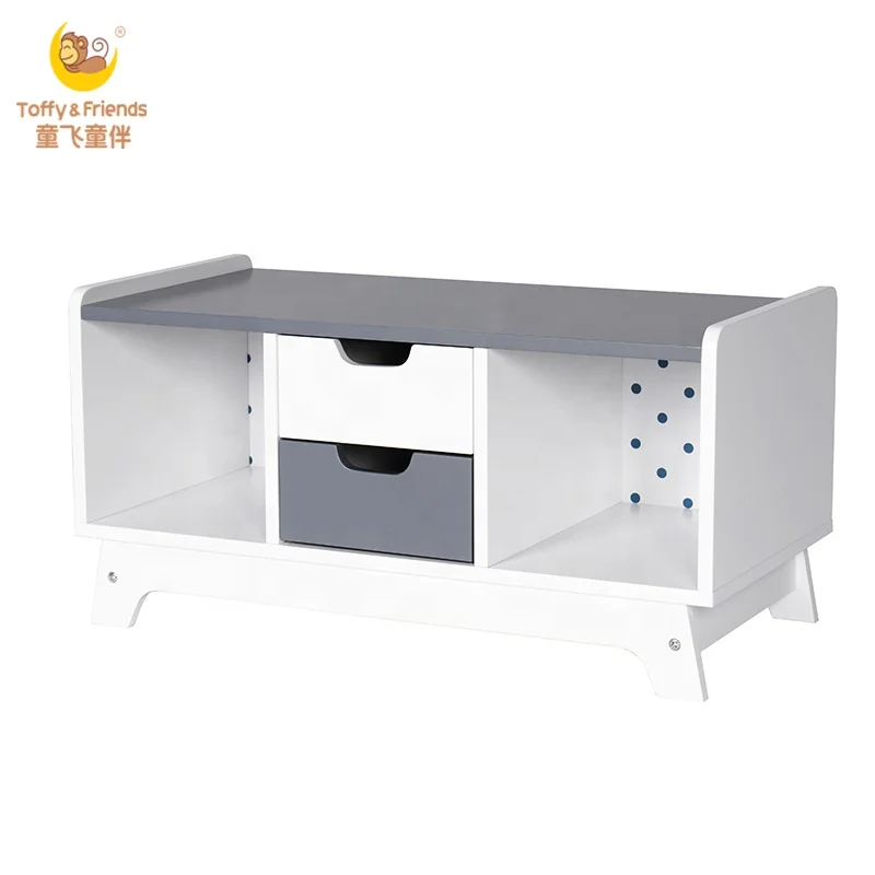 Toffy & Friends Small Wooden TV Stand Storage Cabinet with Drawers