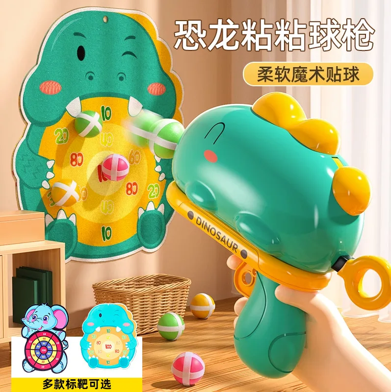Dart Board for Kids with Sticky Balls Dinosaur Toys Gun Shooting Games Toddler Toys Indoor Outdoor Shooting Toys