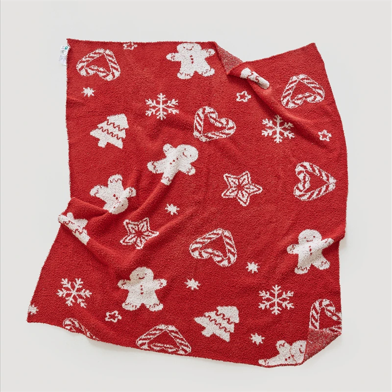 Thanksgiving Day Gingerbread Man 100% feather microfiber super warm knitted blanket for Christmas KRS