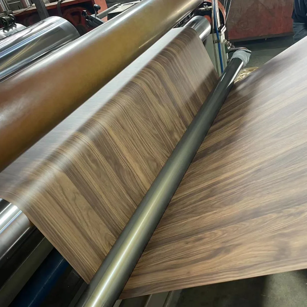 Customized thickness color anti scratch stain resistant PVC decorative film for indoor wall panels using vacuum wrapping way