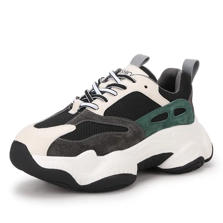 Wholesale women leather sneakers custom pigskin and mesh cloth ladies shoes flat casual