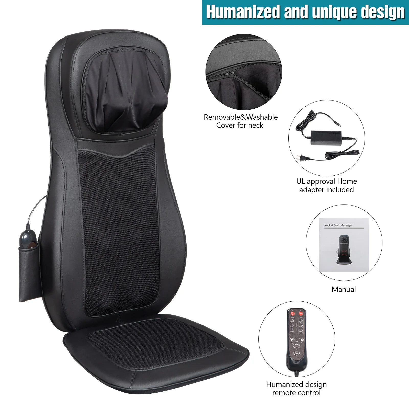 Portable Foldable Buttocks Vibration Massage Seat Cushion Replacement Cushion Massage Chair Black Leather Body OEM Power ROHS