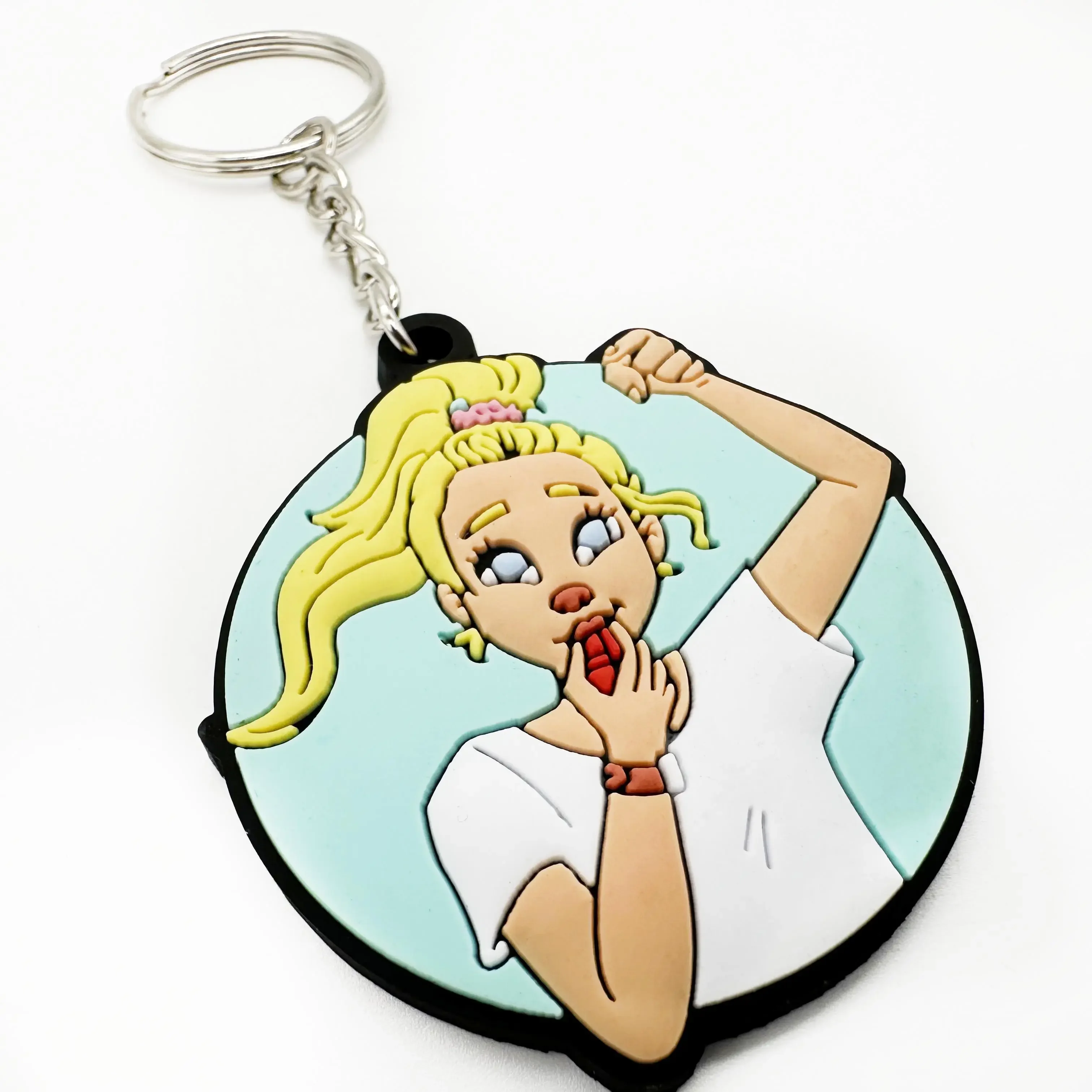 Wholesale cute design keychain custom logo 2d soft pvc brand name keyring key chain rubber kawaii keychains