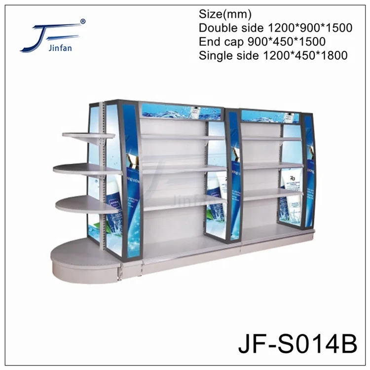 Customized High Quality Supermarket cosmetics and skin care products semi-circle glass display shelving