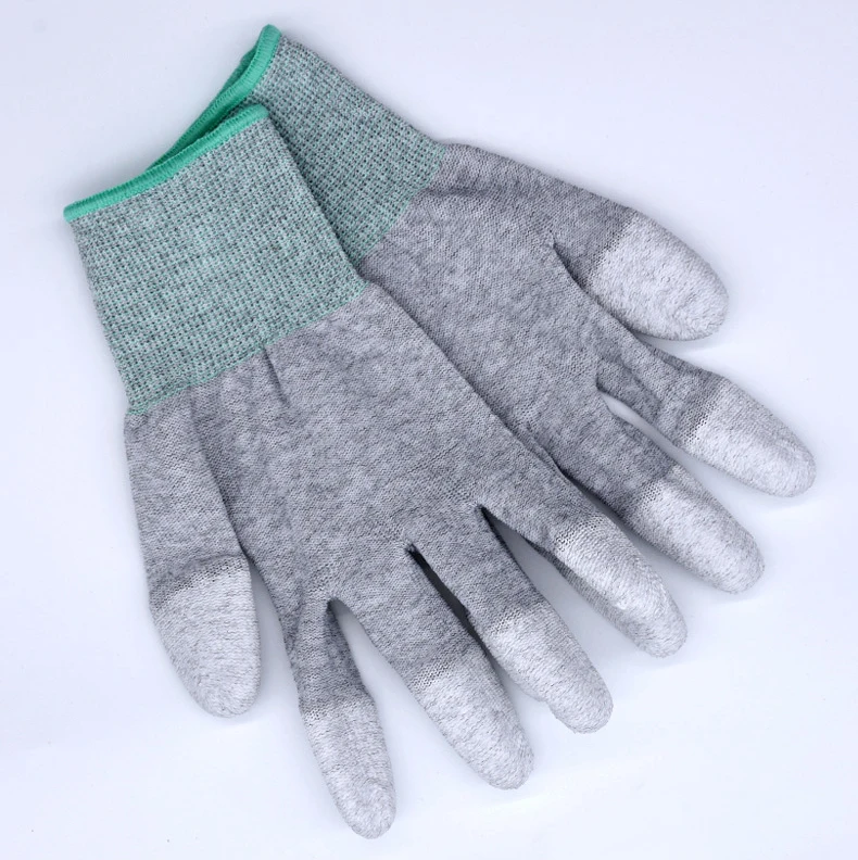 SKPURE carbon fiber antistatic material pu nitrile coated palm fit finger top fit Cleanroom glove ESD glove