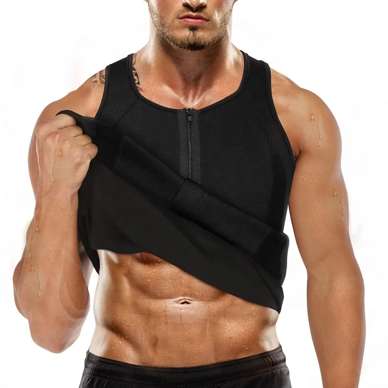 OEM Men Sauna Sweat Vest Weight Loss Tank Top Shirt With Front Zipper